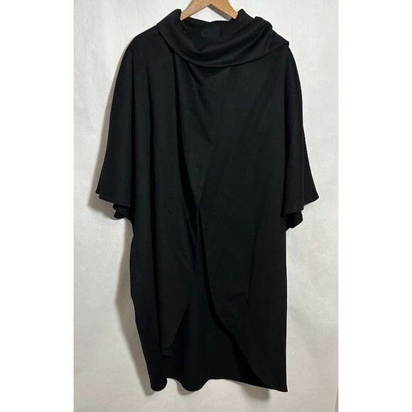 VTG 70s Gemini 100% Wool Shawl Cape Cocoon Wrap Coat OS Black - Picture 2 of 10